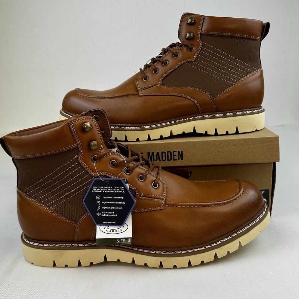 Steve Madden Mens Chukka Boots P-Bleekr Cognac Sz. 13M Lace Up Ortholite